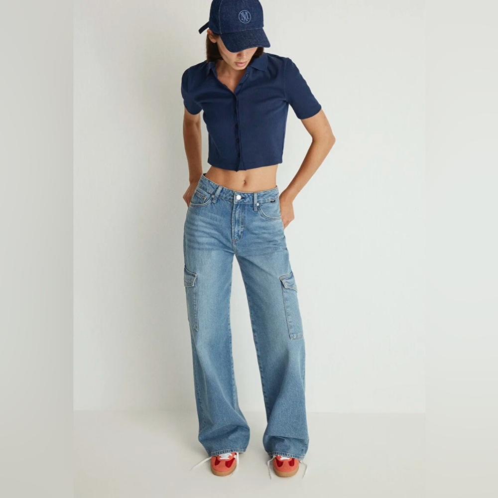 Mavi ‘Carina’ Mid-Rise Wide Leg Cargo Jeans